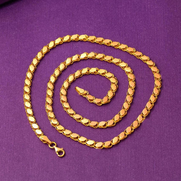 Pullu 14 Ayar Altın Zincir - 55 cm - Resim 3