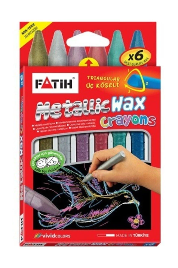 Fatih Mum Pastel Boya Wax Crayons Metalic Kısa 6 Renk Mum Pastel Boya
