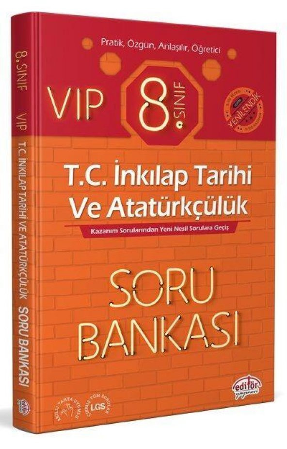 8.Sınıf VIP T.C. İnkılap Tarihi ve Atatürkçülük Soru Bankası Editör Yayınevi