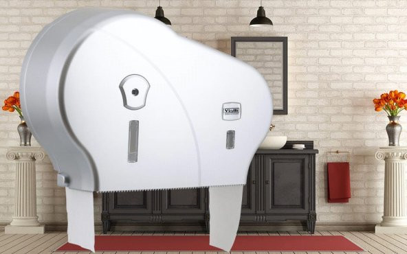 Vialli Dmj1m Double Mini Jumbo Tuvalet Kağıdı Dispenseri Metalik - 2