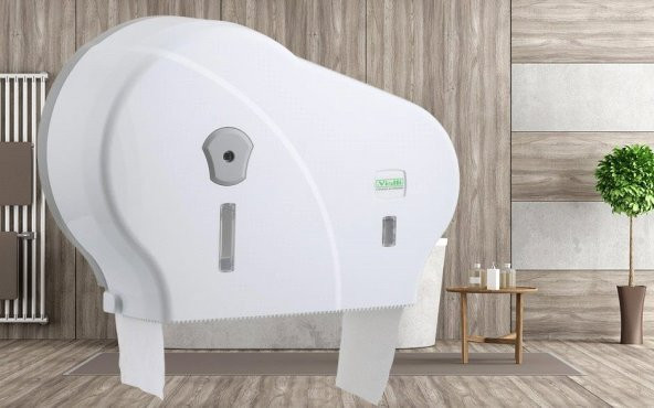 Vialli Dmj1 Double Mini Jumbo Tuvalet Kağıdı Dispenseri No-stop- Beyaz - 2