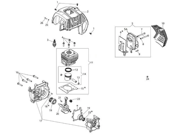 Emak 61450001BR Krank - Oleo-Mac BCH40T, BCH40BP, BCH50T, BCH50BP - Resim 2