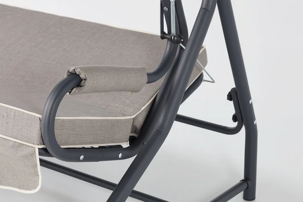 Erinöz Olea 3 Kişilik Yatarlı Salıncak - Bahçe Balkon Teras Salıncağı - Kırçıllı Gri - 4