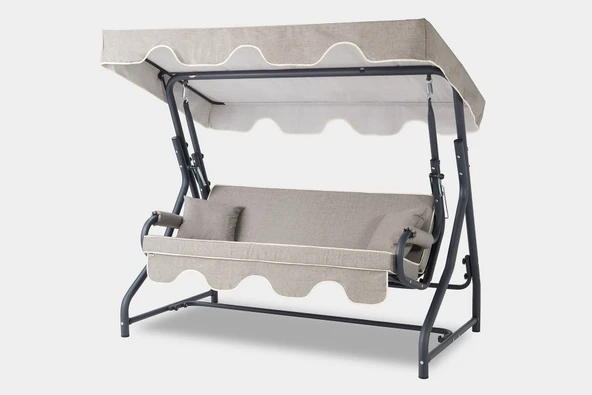 Erinöz Olea 3 Kişilik Yatarlı Salıncak - Bahçe Balkon Teras Salıncağı - Kırçıllı Gri - 2