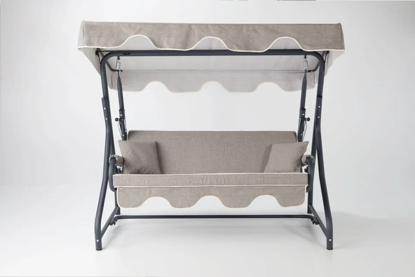 Erinöz Olea 3 Kişilik Yatarlı Salıncak - Bahçe Balkon Teras Salıncağı - Kırçıllı Gri - 3