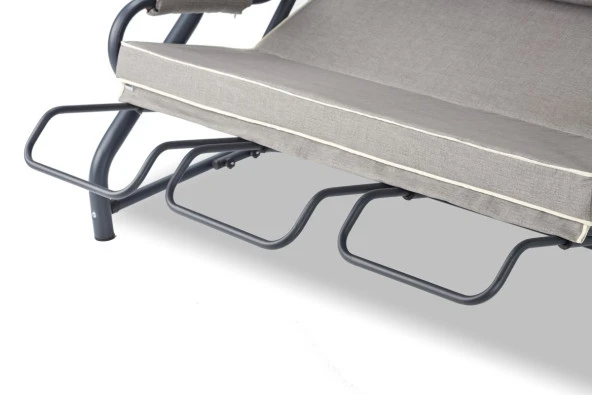 Salvia 3 Kişilik Yatarlı Bahçe Salıncağı Balkon Teras Salıncak - Kırçıllı Gri - 4