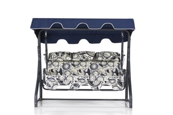 Erinöz Salvia 3 Kişilik Yatarlı Salıncak - Bahçe Balkon Teras Salıncağı - Dünya/Saat Desen - 2