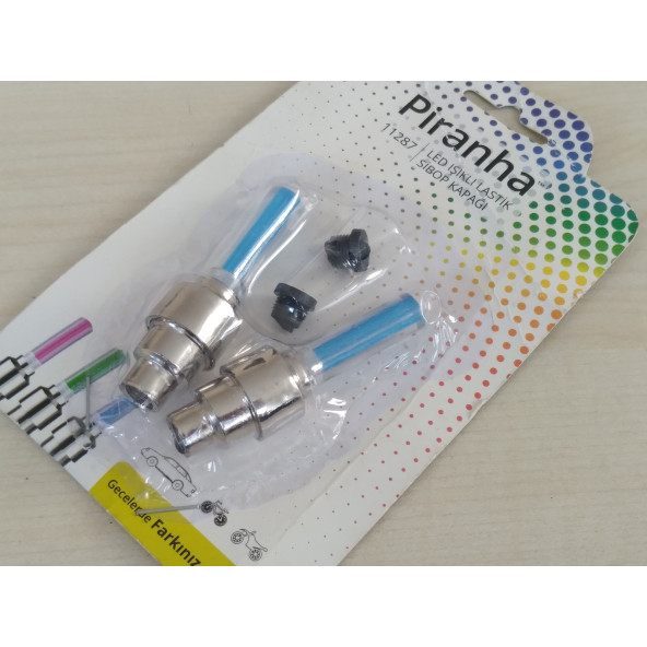 IŞIKLI LED SİBOP KAPAĞI MAVİ (2Lİ TAKIM) NİKELAJ (2 ADET MOTORSİKLET VE BİSİKLET İÇİN) (SİBOP BAŞLIĞI) - 2