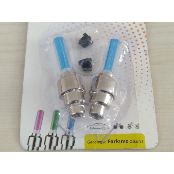 IŞIKLI LED SİBOP KAPAĞI MAVİ (2Lİ TAKIM) NİKELAJ (2 ADET MOTORSİKLET VE BİSİKLET İÇİN) (SİBOP BAŞLIĞI) - 3