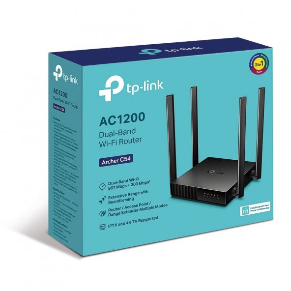 TP-LINK ARCHER C54 D.BAND K.SUZ ROUTER.AC1200,867M - 4