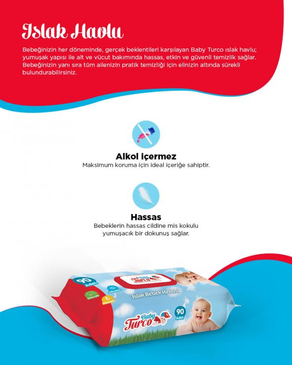 Baby Turco Islak Havlu Mendil 90 Yaprak Plastik Kapaklı Karma 6 Lı Set (Klasik-Beyaz Sabun) - 7