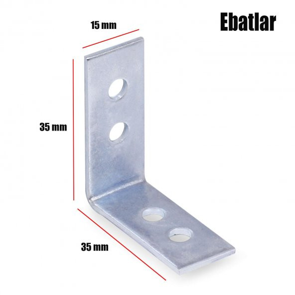 (5 ADET) Dolap Köşe Bağlantı Sabitleme L Demir Gönye 35x35x15 mm - Resim 2