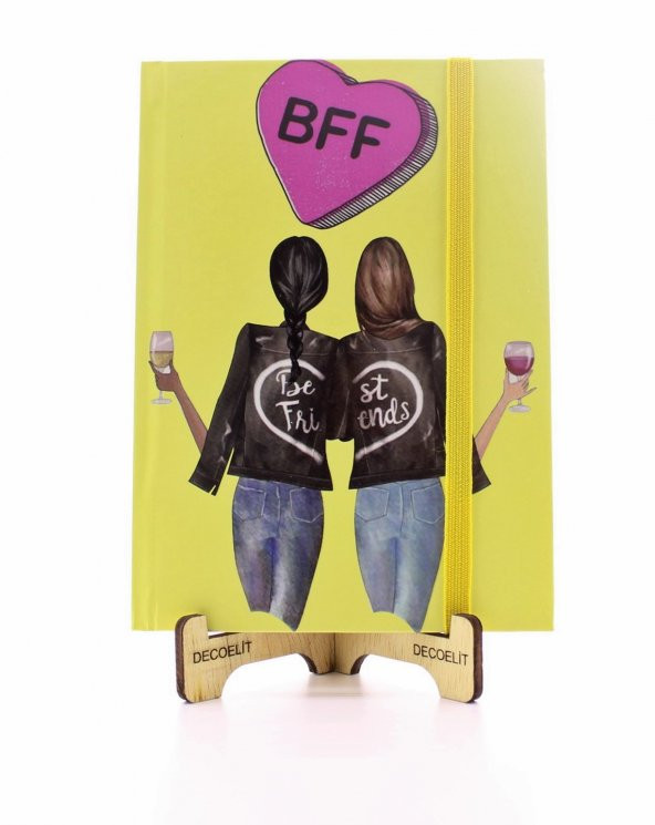 Lastikli Noktalı Sert Kapak Best Friend Defter