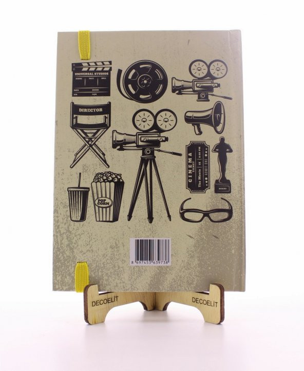 Lastikli Çizgisiz Sert Kapak Retro Cinema Defter - 2