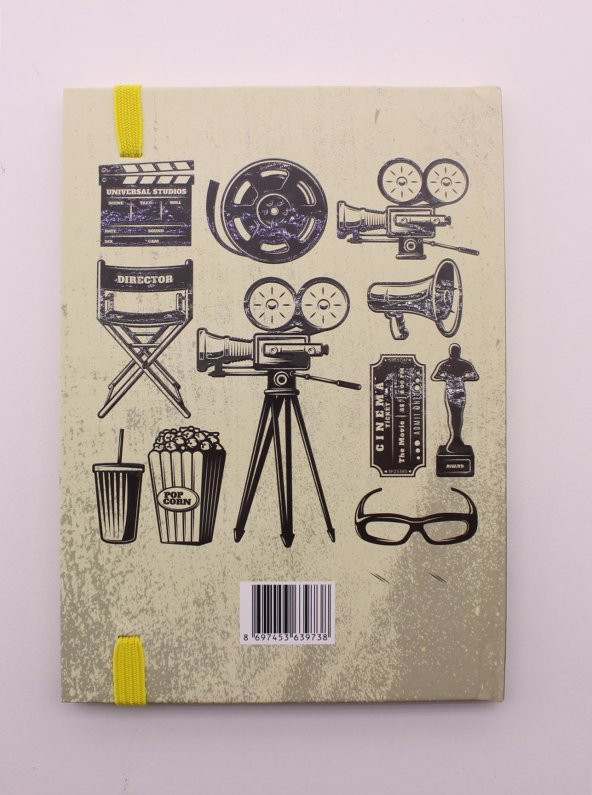 Lastikli Çizgisiz Sert Kapak Retro Cinema Defter - 4