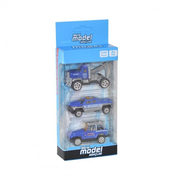 1018D Mega, Polis - 3lü Die Cast Araçlar 1:64 - 3