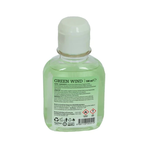 Revol Green Wind ED Cologne Yeşil Çay Kolonyası 80 Derece 100 ML - 2