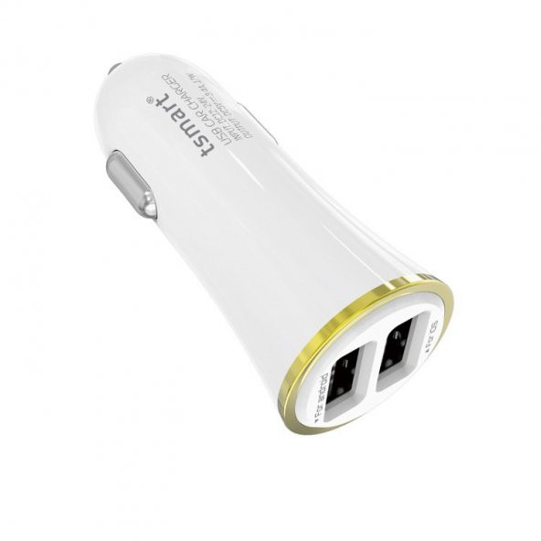 2 USB Çıkışlı Araç Şarj Seti Micro USB Şarj Kablolu Beyaz Renk