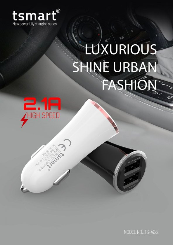 2 USB Çıkışlı 3,4A Araç Şarj Seti iPhone Şarj Kablolu Beyaz - 3