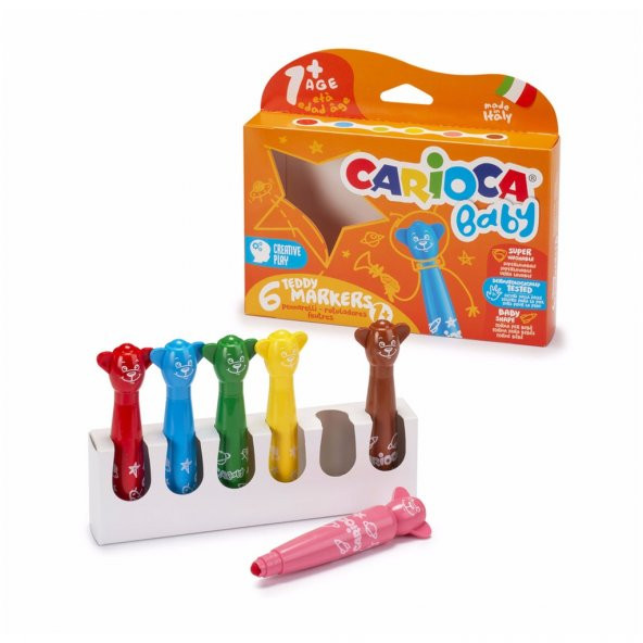 Carioca Keçeli Boya Kalemi Teddy Jumbo Bebek 6 LI 42815