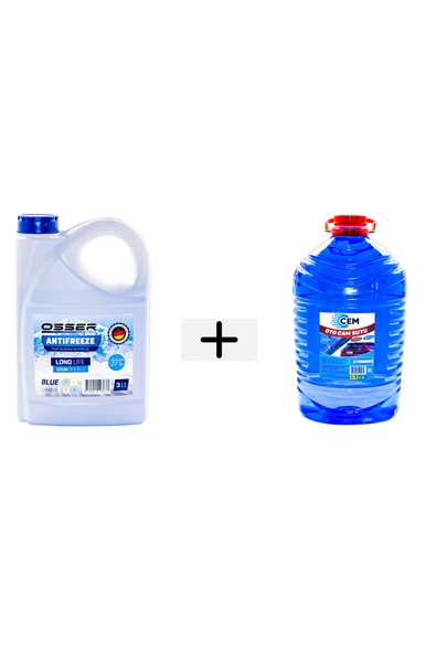 CEM CAR CARE Kışlık Set (Cam Suyu 5 Lt Antifrizli -20 Derece +Mavi Antifriz 3 Lt -37 Derec - 1