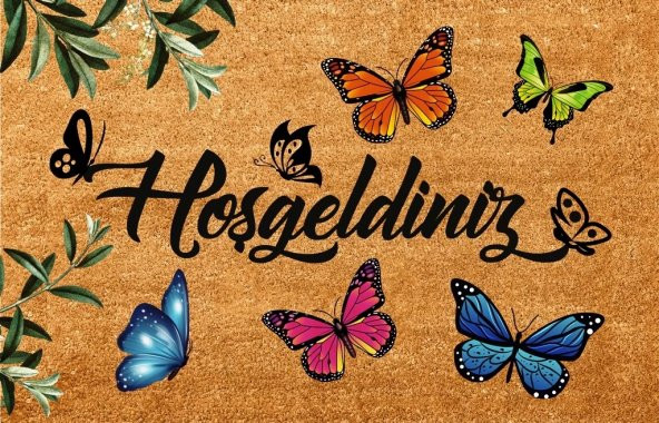Esnature Hoşgeldiniz Kelebek Dekoratif İç ve Dış Kapı Paspası 45x70 Cm - 3