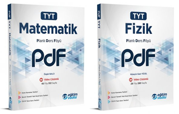 Eğitim Vadisi Tyt Matematik + Fizik Pdf Planlı Ders Föyü Seti 2 Kitap 2023