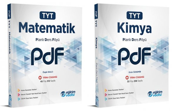 Eğitim Vadisi Tyt Matematik + Kimya Pdf Planlı Ders Föyü Seti 2 Kitap 2023