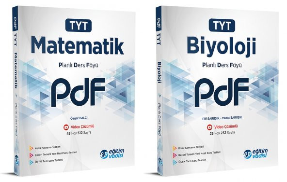 Eğitim Vadisi Tyt Matematik + Biyoloji Pdf Planlı Ders Föyü Seti 2 Kitap 2023