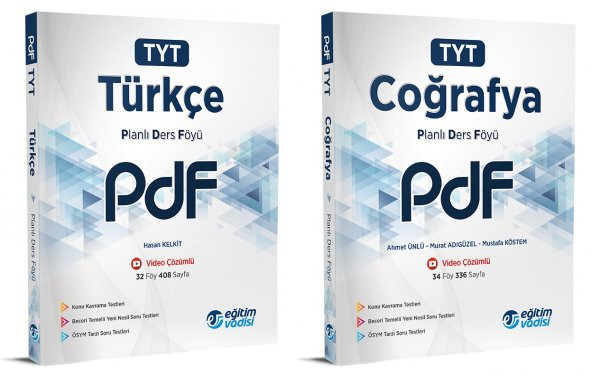Eğitim Vadisi Tyt Türkçe + Coğrafya Pdf Planlı Ders Föyü Seti 2 Kitap 2023