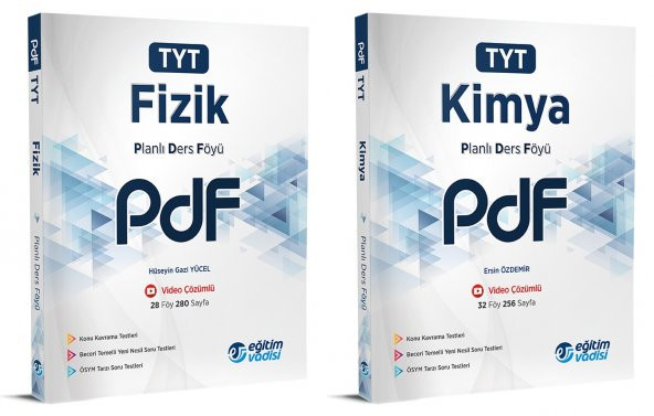 Eğitim Vadisi Tyt Fizik + Kimya Pdf Planlı Ders Föyü Seti 2 Kitap 2023