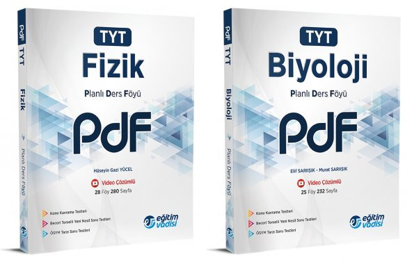 Eğitim Vadisi Tyt Fizik + Biyoloji Pdf Planlı Ders Föyü Seti 2 Kitap 2023