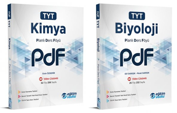 Eğitim Vadisi Tyt Kimya + Biyoloji Pdf Planlı Ders Föyü Seti 2 Kitap 2023
