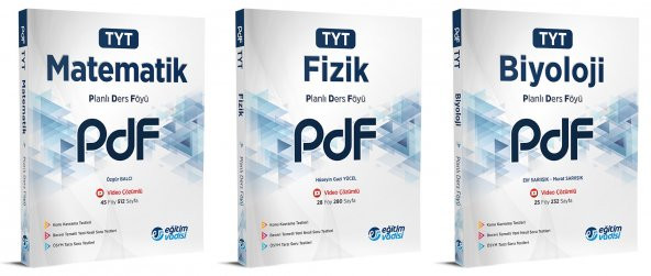 Eğitim Vadisi Tyt Matematik + Fizik + Biyoloji Pdf Planlı Ders Föyü Seti 3 Kitap 2023