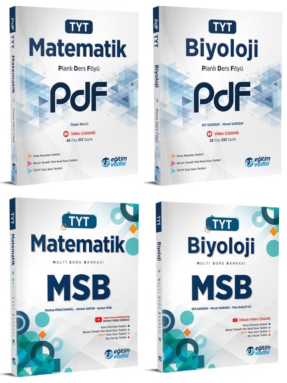 Eğitim Vadisi Tyt Matematik + Biyoloji Pdf + Msb Seti 4 Kitap 2023