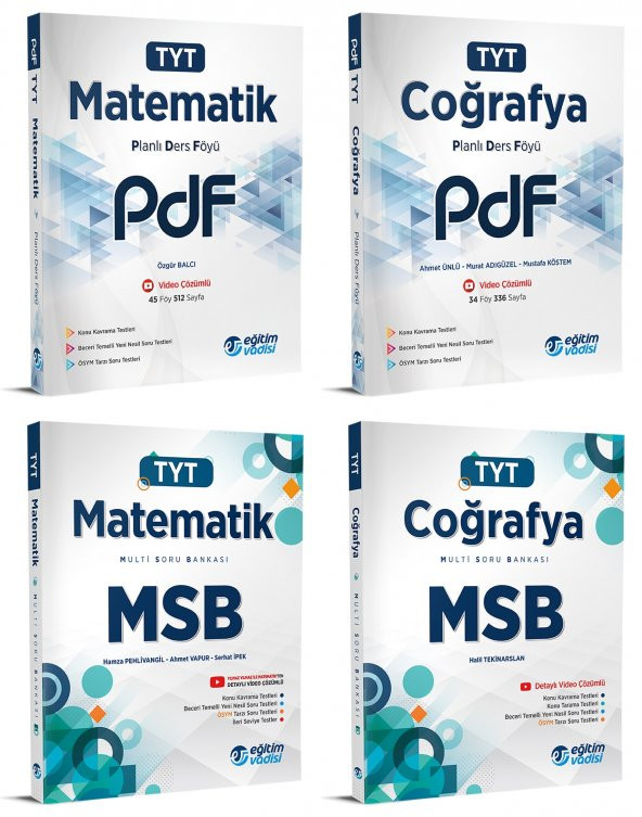 Eğitim Vadisi Tyt Matematik + Coğrafya Pdf + Msb Seti 4 Kitap 2023