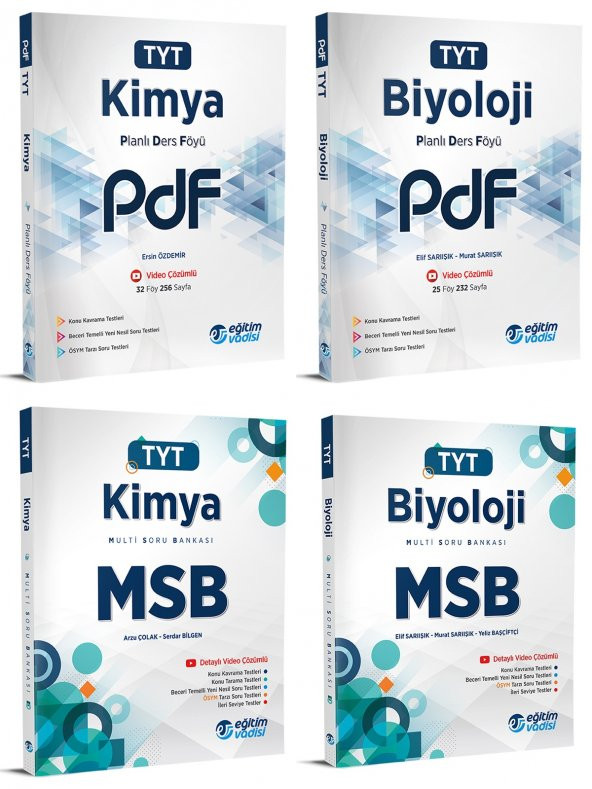 Eğitim Vadisi Tyt Kimya + Biyoloji Pdf + Msb Seti 4 Kitap 2023