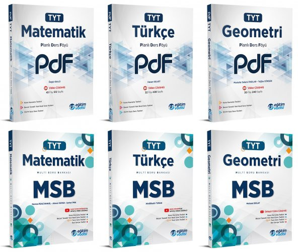 Eğitim Vadisi Tyt Matematik + Türkçe + Geometri Pdf + Msb Seti 6 Kitap 2023
