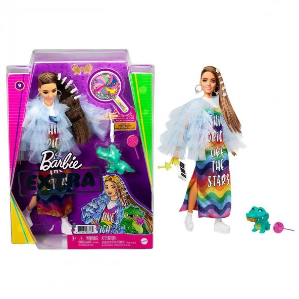 GYJ78 Barbie Extra - Renkli Elbiseli Bebek