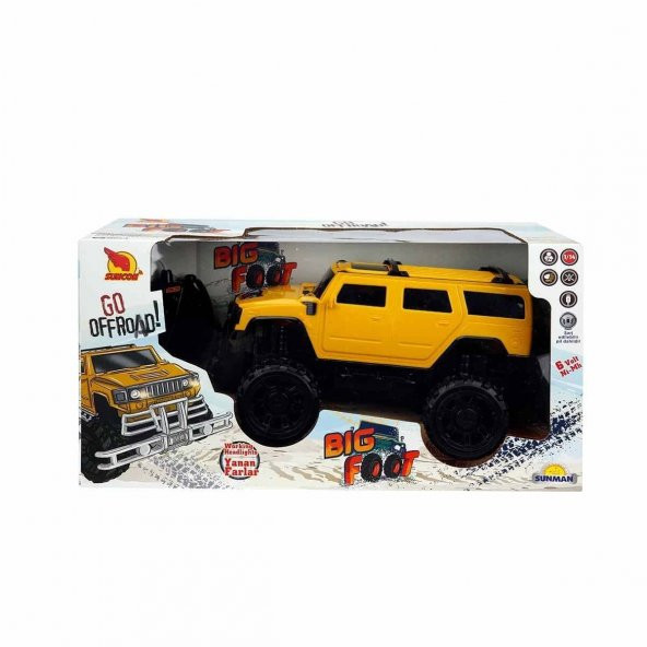 2040032 Sunman, 1:14 Uzaktan Kumandalı Big Foot Usb Şarjlı Hummer 34 cm