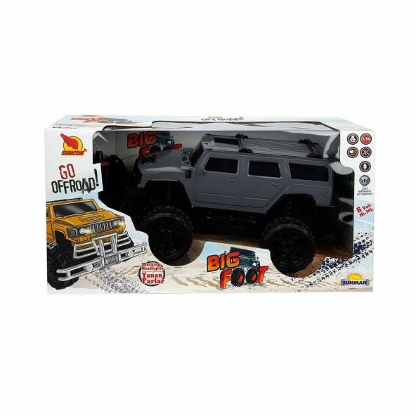 2040032 Sunman, 1:14 Uzaktan Kumandalı Big Foot Usb Şarjlı Hummer 34 cm - 4