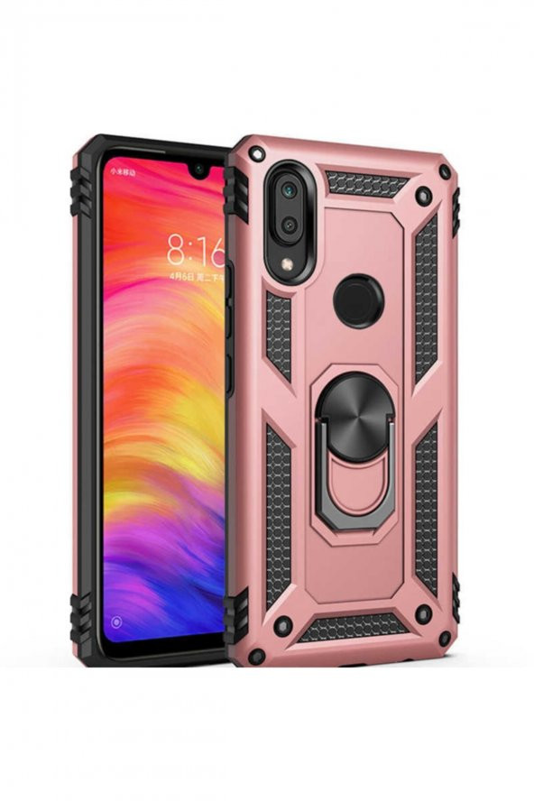 TahTicMer   Huawei P30 Lite Kılıf Çift Katmanlı Yüzüklü Manyetik Vega Araç Tutucu Destekli Zırhlı Tank Kapak
