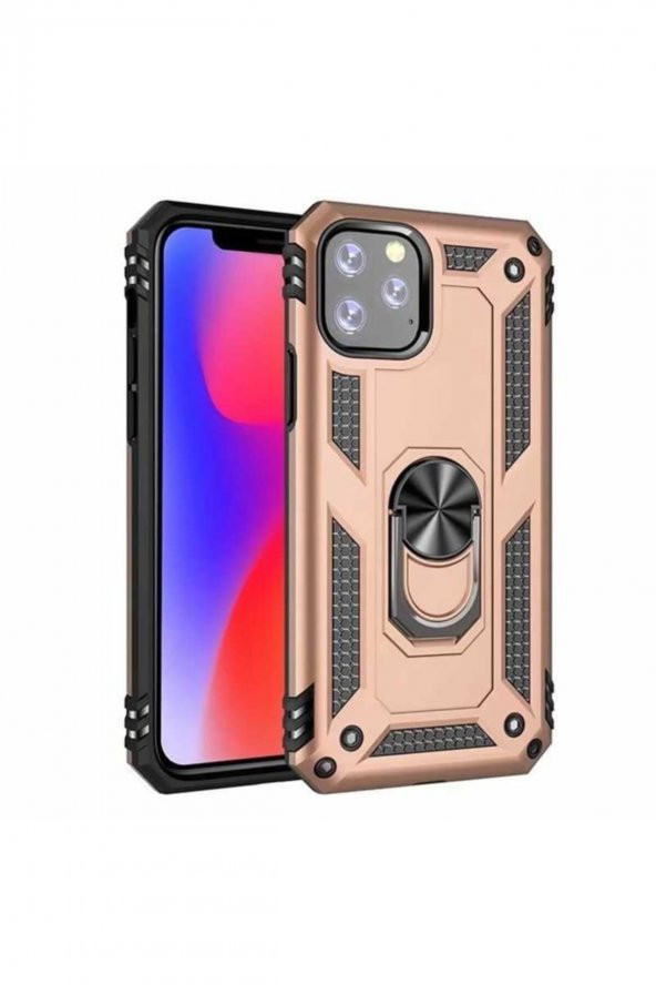TahTicMer   Apple iPhone 11 pro Max Kılıf Çift Katmanlı Yüzüklü Manyetik Vega Araç Tutucu Destekli Zırhlı Tank - 1
