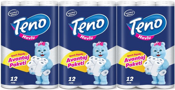 Teno Ultra Kağıt Havlu Çift Katlı 36 Lı Paket (3PK*12) (Avantaj Pk Serisi)