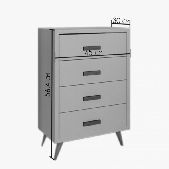 Ünüvar Konsept Emre Dört Çekmeceli Öodern Komodin Gül Kurusu - Resim 5