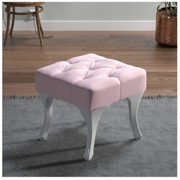 Ünüvar Konsept Puf & Benç 45*45-Pls Ayak Silenebilir Kumaş Pembe