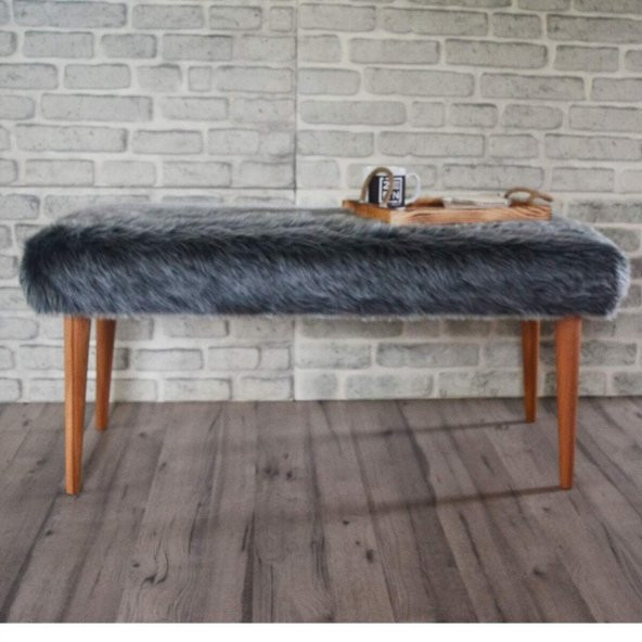 Puf Bench Peluş Antrasit Gri - 2