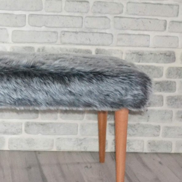 Puf Bench Peluş Antrasit Gri - 3