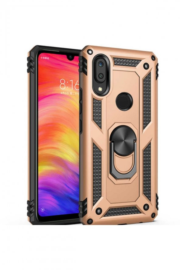 TahTicMer   Huawei P Smart 2019 Kılıf Çift Katmanlı Yüzüklü Manyetik Vega Araç Tutucu Destekli Zırhlı Tank Kapak
