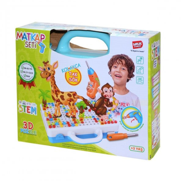 URT014-001 Birlik, 3D Eğitici Matkap Seti Hayvanlar Özel Fiyatlı Ürün - 2